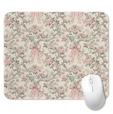 PQKIY Chinoiserie Coquette Pink Bow Floral Mouse Pad, Preppy Girly Ribbon Bow... picture