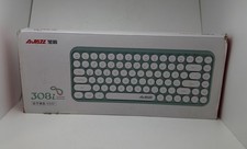 Ajazz 308i Black Round Key Cap Design Smart Power Saving Bluetooth Keyboard-BLUE picture