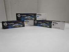 HP 972A PageWide Genuine Ink Cartridges Black Cyan Yellow 2020 LOT OF 3 LOR86AN picture