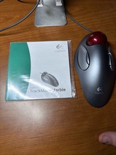 Logitech TrackMan Marble T-BC21 Wired USB Trackball Mouse Red Ball Tested picture