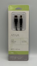 Ativa 6 Foot USB 2.0 Printer Cable Black Type A to B Scanner Data Sync Cord picture