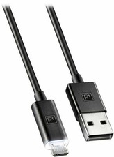 NEW Platinum 4' ft Touch LED Micro-USB Charge-and-Sync Cable BLACK cord connect picture