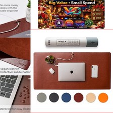 Nordik Vegan Leather Desk Mat 35x17 in Brown Large Desk Pad Non-Slip LMBL1 picture