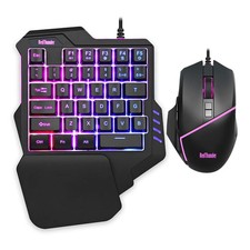 RedThunder One-Handed RGB Gaming Keyboard and Mouse Combo, 35 Black Combo picture