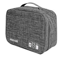 Maxell Soft Shell Electronic Carrying Case w Mesh Pockets for USBs Gray Tech picture