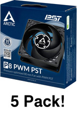 5 Pack ARCTIC P8 PWM PST, PC Fan, 80mm Case Fan, 200–3000 rpm - Black picture