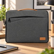 Water Resistant Laptop Sleeve 13.3 15.6 in Padded Case Handle Dark Gray picture