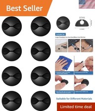 Effortless Cable Management with 8 Black Self-Adhesive Clips - All Surface Use picture