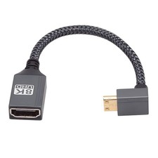 Mini HDMI to 8K HDMI 2.1 Ultra High Speed Gold Plated Braided 90 Degree Cable picture