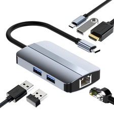 6-in-1 USB C Hub Type C to USB 2.0 3.0 USB-C PD 4K/30Hz RJ45 Adapter Converter picture
