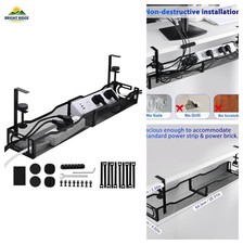 Under Desk Cable Management Tray 25.3 Inch, Clamp-On Cable Organizer Box for Sta picture