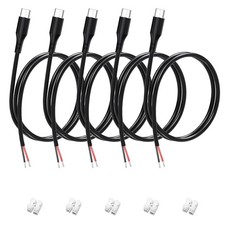 USB C to 2 Pin Bare Wire Power Cable,5V/3A C 1 meter (3.2 feet), blak picture