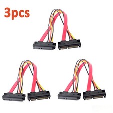 3PCS SATA 22Pin（7+15Pin）Extension Cable Male to Female 50cm Data Power Combo picture