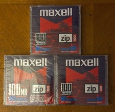 Maxell Zip Disk 3 Pack IBM Formatted PC 100 MB Megabyte New Sealed Y2K Vintage picture