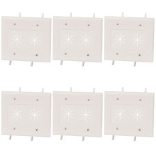 6 Pcs 2 Gang Low Voltage Flexible Opening Wall Plate Pass Through AV Cable White picture