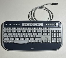 Vintage HP 5185-2027 Keyboard USB Multimedia Gray Blue picture
