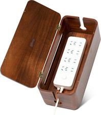 Large Acacia Wood Cable Management Box - Cord Hider&Organizer for TV Wires picture