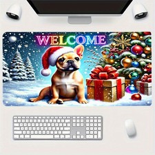 Winter Joy French Bulldog Christmas Mouse Pad | Extra-Large Desk Mat, Exquisit picture