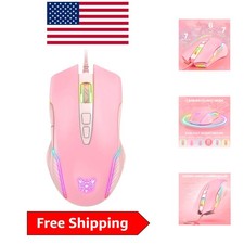 Stylish Pink Wired Gaming Mouse with RGB Lights & 6 DPI Settings up to 6400 picture