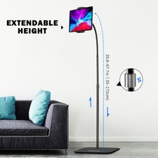 Adjustable Gooseneck Floor Stand iPad Cell Phone Tablet Aluminum Holder Mount picture