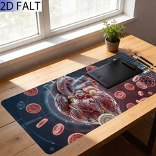 2D Flat, 1pc Extra Large, Anti-Slip, Desk Mat, Mouse Pad, Human Heart Anatomy picture