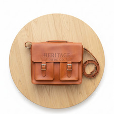 Handmade Brown Leather Laptop Bag Men Briefcase Vintage Messenger Shoulder Bag picture