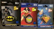 Emtec USB 32 GB Flash Drives Batman, Superman, Wonder Woman - Lot Of 3 picture