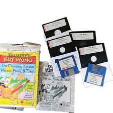 Davidson’s Kid Works 2 1992 PC Game Davidson Floppy Disks Box Manual Vintage picture