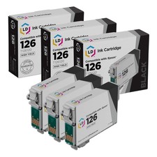 LD Reman Replacement T126120 for Epson T126 126 Set of 3 Black Inkjet Cartridges picture