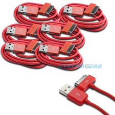 6X 10FT 30-PIN USB SYNC DATA POWER CHARGER RED CABLE IPHONE IPOD TOUCH IPAD picture