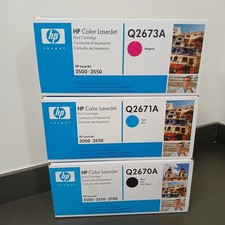Genuine HP Q2670A Q2671A Q2673A Toner LaserJet 3500 Black Cyan Magenta Lot Of 3 picture