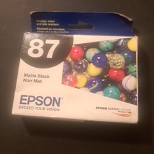 New Sealed Box Genuine OEM Epson 87 Matte Black Inkjet T087820 06/2022 T0878 picture