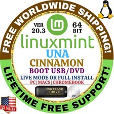 Linux MINT 20.3 B USB UNA Cinnamon 64-Bit Live Boot, Full Install for MAC, PC picture