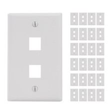 25 Pack White Wall Plate Standard Single Gang Outlet Box For Ethernet Install... picture