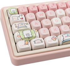 PBT Keycaps - 145 Keys MOA Profile Pink Pig Keycaps, Dye-Sublimation Cute Keycap picture