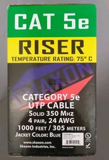 Shaxon 1000ft Cat5e Bulk Ethernet Cable - Solid Bare Copper - UL Listed Riser picture