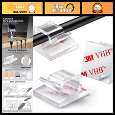 100PCS Adhesive Cable Clips - Strong Wire Holders for Desk, Wall, Car, TV - Clea picture