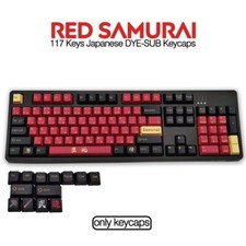 117 Keys Set PBT Custom Keycaps OEM Profile Japanese Legends Keycaps Samurai Red picture