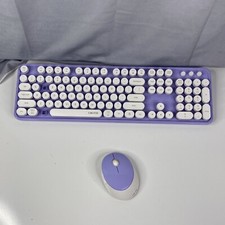 Ubotie WIRELESS KEYBOARD & MOUSE Set 104-keys full size Sweet Purple & White picture