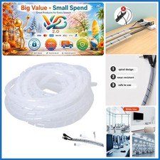 45Ft Spiral Cable Wrap White Cord Cover Computer TV Wire Organizer Sleeve picture
