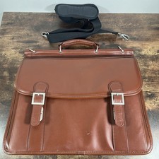 McKlein Laptop Case Luggage Briefcase Brown Full-Grain Cowhide Leather 16