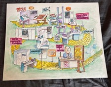 Ca. 1980 Sperry Univac Mainframe Original Illustration Art Timeline 16
