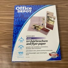 Office Depot Glossy Premium Tri-fold Brochure & Flyer Paper Inkjet 100 Sheet NEW picture
