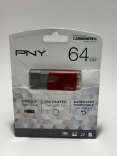 PNY 64GB USB 3.0 Flash Drive Red Gray P-FD64GELEDGE-GE 4K Ultra HD New Sealed picture