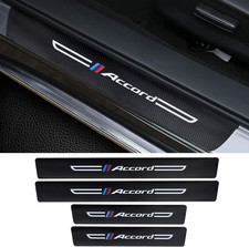 4PCS Carbon Fiber & Textured Leather Car Door Sill Protectors, Compatible with A picture