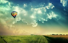 Landscape hot air balloons art sky field Custom Gaming Mat Desk picture
