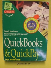 Quickbooks & Quickpay Version2.1 3 1/2 in disks Early QB Vintage picture