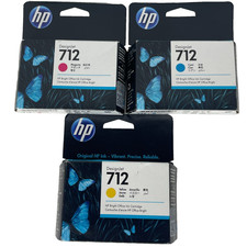 Genuine HP 712 Ink Cartridges Cyan Yellow Magenta Lot of 3 DesignJet OEM picture