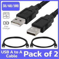2x Type A Male to Male USB 2.0 Cord High-Speed Data Transfer Cable 3ft/6ft/10ft  picture