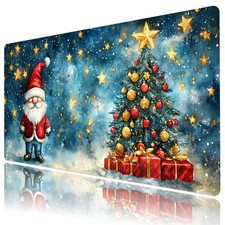Winter Red Gnome Green Christmas Tree Desk Mat for Keyboard and Mouse Desk Pad picture